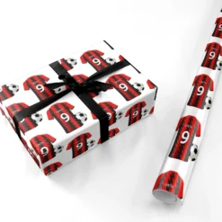 Red And Black Stripes Personalised Football Shirt Wrapping Paper 6 Red And Black Stripes Personalised Football Shirt Wrapping Paper -CaseCraze Store Red and Black Stripes Personalised Football Shirt Personalised Wrapping Paper
