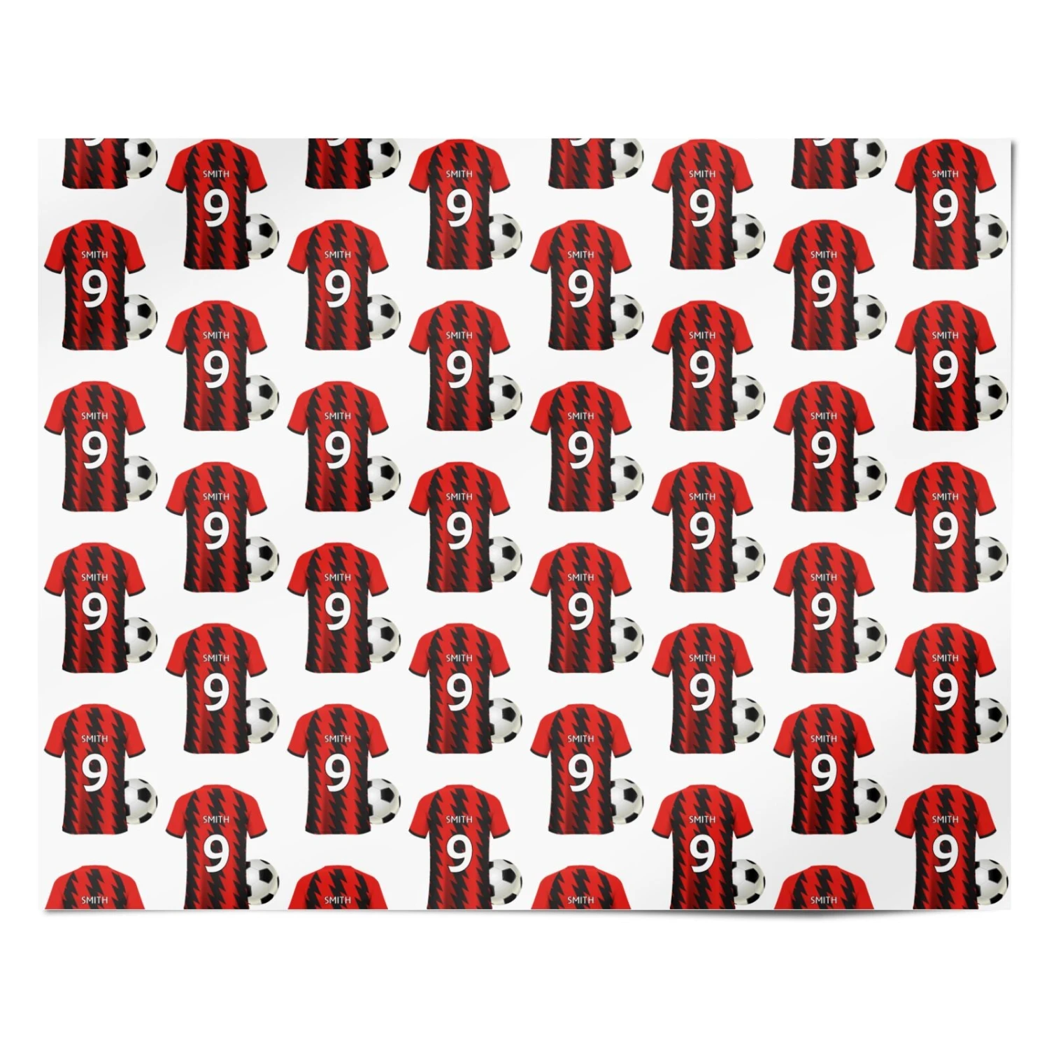Red And Black Stripes Personalised Football Shirt Wrapping Paper 4 Red And Black Stripes Personalised Football Shirt Wrapping Paper - Image 4