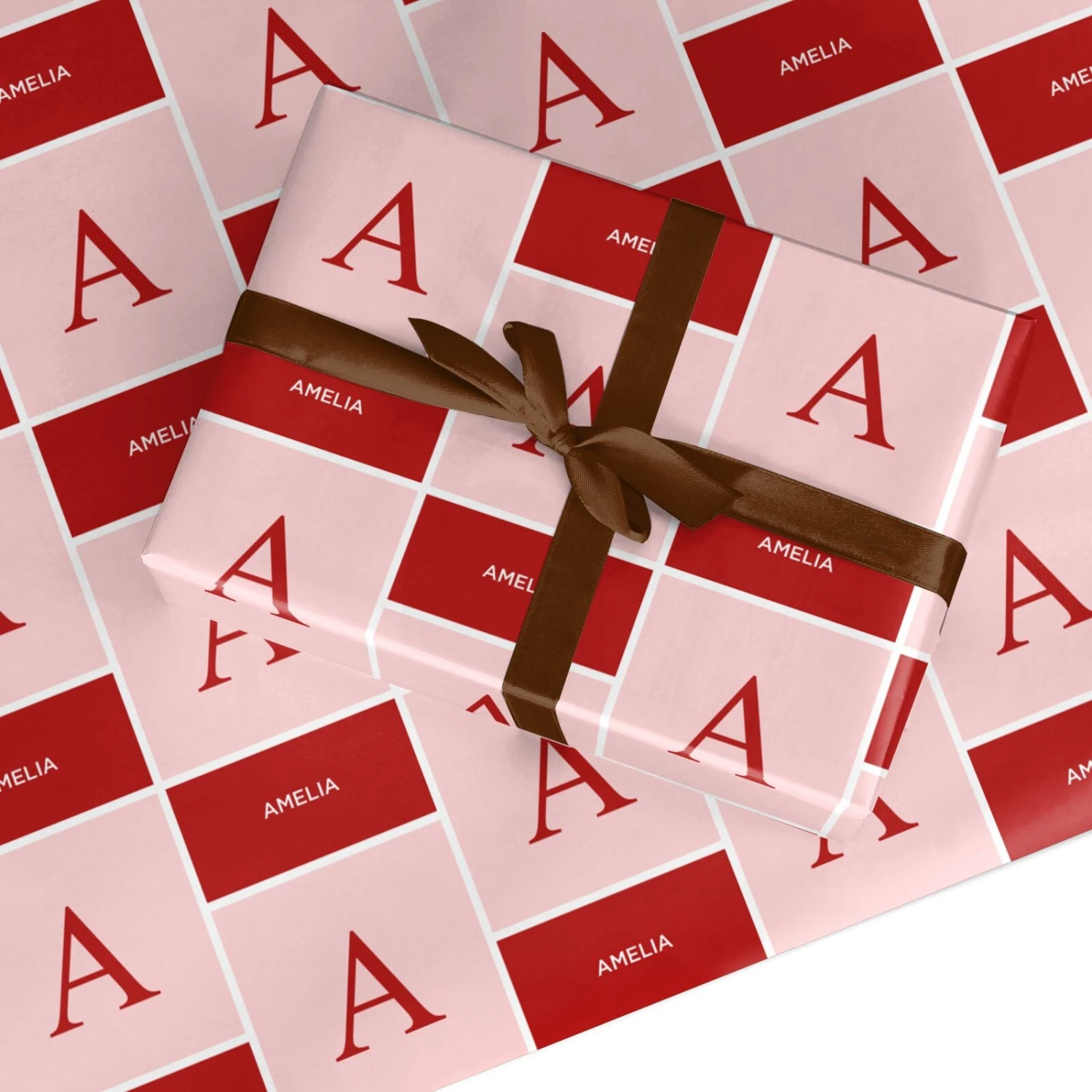 Red And Pink Personalised Name Wrapping Paper 1 Red And Pink Personalised Name Wrapping Paper
