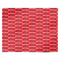 Red And White Birthday Text Pattern Wrapping Paper -CaseCraze Store Red and White Birthday Text Pattern Personalised Wrapping Paper Alternative
