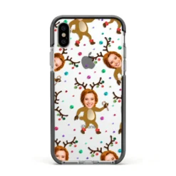 Reindeer Photo Face IPhone Case -CaseCraze Store Reindeer Photo Face Apple iPhone Xs Impact Case Black Edge on Silver Phone