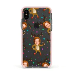 Reindeer Photo Face IPhone Case -CaseCraze Store Reindeer Photo Face Apple iPhone Xs Impact Case Pink Edge on Black Phone
