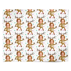 Reindeer Photo Face Wrapping Paper -CaseCraze Store Reindeer Photo Face Personalised Wrapping Paper Alternative