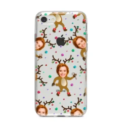 Reindeer Photo Face IPhone Case -CaseCraze Store Reindeer Photo Face iPhone 8 Bumper Case on Silver iPhone