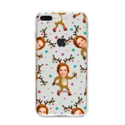 Reindeer Photo Face IPhone Case -CaseCraze Store Reindeer Photo Face iPhone 8 Plus Bumper Case on Silver iPhone