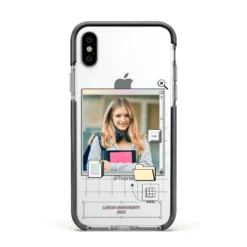 Retro Computer Photo IPhone Case -CaseCraze Store Retro Computer Photo Apple iPhone Xs Impact Case Black Edge on Silver Phone