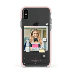 Retro Computer Photo IPhone Case -CaseCraze Store Retro Computer Photo Apple iPhone Xs Impact Case Pink Edge on Black Phone