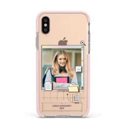 Retro Computer Photo IPhone Case -CaseCraze Store Retro Computer Photo Apple iPhone Xs Impact Case Pink Edge on Gold Phone