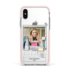 Retro Computer Photo IPhone Case -CaseCraze Store Retro Computer Photo Apple iPhone Xs Impact Case Pink Edge on Silver Phone
