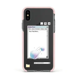 Retro Note Pad IPhone Case -CaseCraze Store Retro Note Pad Apple iPhone Xs Impact Case Pink Edge on Black Phone