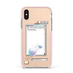 Retro Note Pad IPhone Case -CaseCraze Store Retro Note Pad Apple iPhone Xs Impact Case Pink Edge on Gold Phone