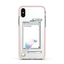 Retro Note Pad IPhone Case -CaseCraze Store Retro Note Pad Apple iPhone Xs Impact Case Pink Edge on Silver Phone