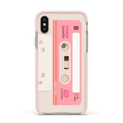 Retro Pink Tape IPhone Case -CaseCraze Store Retro Pink Tape Apple iPhone Xs Impact Case Pink Edge on Gold Phone