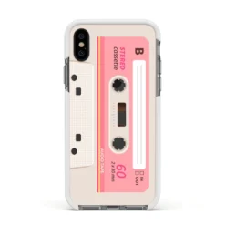 Retro Pink Tape IPhone Case -CaseCraze Store Retro Pink Tape Apple iPhone Xs Impact Case White Edge on Black Phone