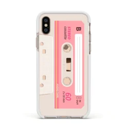 Retro Pink Tape IPhone Case -CaseCraze Store Retro Pink Tape Apple iPhone Xs Impact Case White Edge on Gold Phone