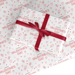 Romantic Valentines Day Card Wrapping Paper