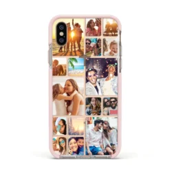 Round-Edged Photo Montage Upload IPhone Case -CaseCraze Store Round Edged Photo Montage Upload Apple iPhone Xs Impact Case Pink Edge on Gold Phone