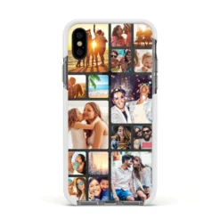 Round-Edged Photo Montage Upload IPhone Case -CaseCraze Store Round Edged Photo Montage Upload Apple iPhone Xs Impact Case White Edge on Black Phone