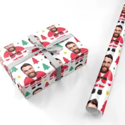 Santa Face Photo Personalised Wrapping Paper -CaseCraze Store Santa Face Photo Personalised Personalised Wrapping Paper