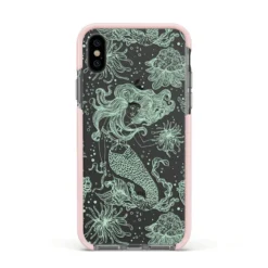 Sea Mermaid IPhone Case -CaseCraze Store Sea Mermaid Apple iPhone Xs Impact Case Pink Edge on Black Phone