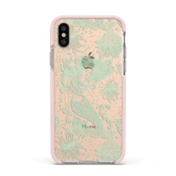 Sea Mermaid IPhone Case -CaseCraze Store Sea Mermaid Apple iPhone Xs Impact Case Pink Edge on Gold Phone