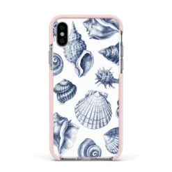 Shell IPhone Case 35 Shell IPhone Case -CaseCraze Store Shell Apple iPhone Xs Impact Case Pink Edge on Silver Phone