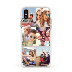 Six Photo IPhone Case -CaseCraze Store Six Photo Apple iPhone Xs Impact Case White Edge on Gold Phone