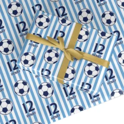 Sky Blue Personalised Football Wrapping Paper