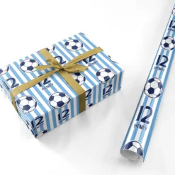 Sky Blue Personalised Football Wrapping Paper -CaseCraze Store Sky Blue Personalised Football Personalised Wrapping Paper