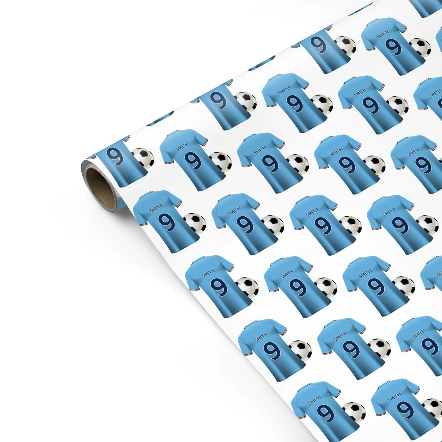 Sky Blue Personalised Football Shirt Wrapping Paper 2 Sky Blue Personalised Football Shirt Wrapping Paper - Image 2