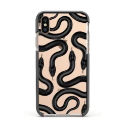 Snake Pattern IPhone Case -CaseCraze Store Snake Pattern Apple iPhone Xs Impact Case Black Edge on Gold Phone