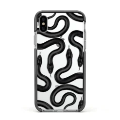 Snake Pattern IPhone Case -CaseCraze Store Snake Pattern Apple iPhone Xs Impact Case Black Edge on Silver Phone