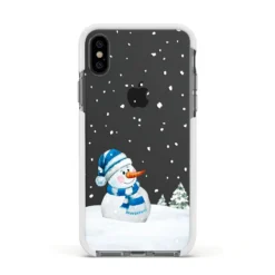 Snowman IPhone Case -CaseCraze Store Snowman Apple iPhone Xs Impact Case White Edge on Black Phone