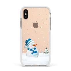 Snowman IPhone Case -CaseCraze Store Snowman Apple iPhone Xs Impact Case White Edge on Gold Phone