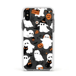 Spooky Halloween Ghost IPhone Case -CaseCraze Store Spooky Halloween Ghost Apple iPhone Xs Impact Case White Edge on Black Phone