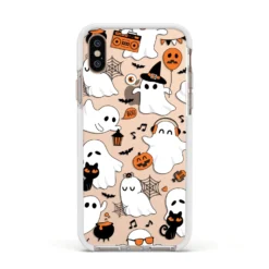Spooky Halloween Ghost IPhone Case -CaseCraze Store Spooky Halloween Ghost Apple iPhone Xs Impact Case White Edge on Gold Phone