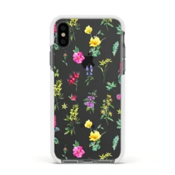 Sprigs Of Floral IPhone Case -CaseCraze Store Sprigs Of Floral Apple iPhone Xs Impact Case White Edge on Black Phone