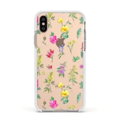 Sprigs Of Floral IPhone Case -CaseCraze Store Sprigs Of Floral Apple iPhone Xs Impact Case White Edge on Gold Phone