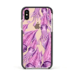 Squid IPhone Case -CaseCraze Store Squid Apple iPhone Xs Impact Case Black Edge on Gold Phone