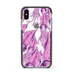 Squid IPhone Case -CaseCraze Store Squid Apple iPhone Xs Impact Case Black Edge on Silver Phone