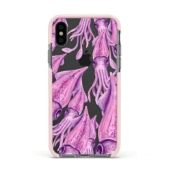 Squid IPhone Case -CaseCraze Store Squid Apple iPhone Xs Impact Case Pink Edge on Black Phone