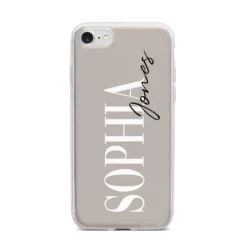 Stone Colour With Personalised Name IPhone Case -CaseCraze Store Stone Colour with Personalised Name iPhone 7 Bumper Case on Silver iPhone