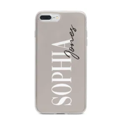 Stone Colour With Personalised Name IPhone Case -CaseCraze Store Stone Colour with Personalised Name iPhone 7 Plus Bumper Case on Silver iPhone