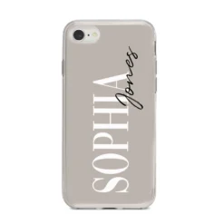 Stone Colour With Personalised Name IPhone Case -CaseCraze Store Stone Colour with Personalised Name iPhone 8 Bumper Case on Silver iPhone