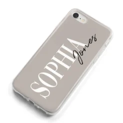 Stone Colour With Personalised Name IPhone Case -CaseCraze Store Stone Colour with Personalised Name iPhone 8 Bumper Case on Silver iPhone Alternative Image