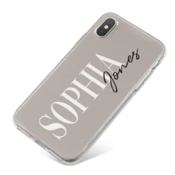 Stone Colour With Personalised Name IPhone Case -CaseCraze Store Stone Colour with Personalised Name iPhone X Bumper Case on Silver iPhone