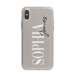Stone Colour With Personalised Name IPhone Case -CaseCraze Store Stone Colour with Personalised Name iPhone X Bumper Case on Silver iPhone Alternative Image 1