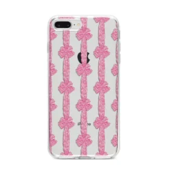 Striped Bow Pattern IPhone Case -CaseCraze Store Striped Bow Pattern iPhone 8 Plus Bumper Case on Silver iPhone