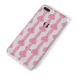 Striped Bow Pattern IPhone Case -CaseCraze Store Striped Bow Pattern iPhone 8 Plus Bumper Case on Silver iPhone Alternative Image