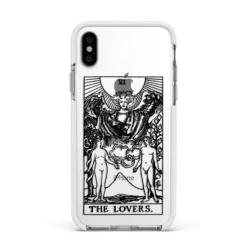 The Lovers Monochrome Tarot Card IPhone Case -CaseCraze Store The Lovers Monochrome Tarot Card Apple iPhone Xs Impact Case White Edge on Silver Phone